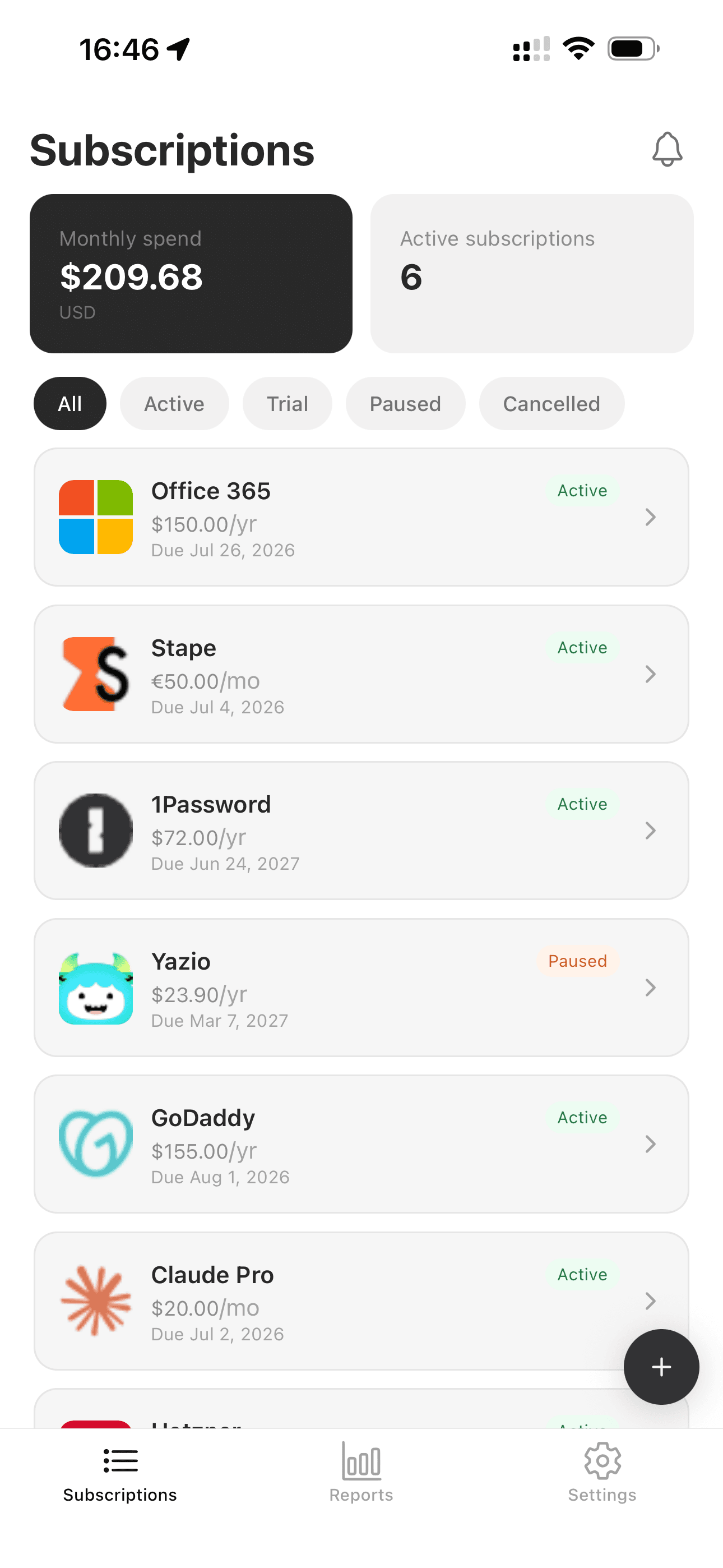 Mobile dashboard screenshot